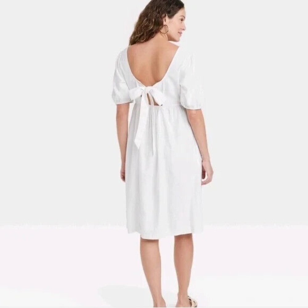 Puff Short Sleeve Linen Maternity Dress - Ingrid Isabel Xl